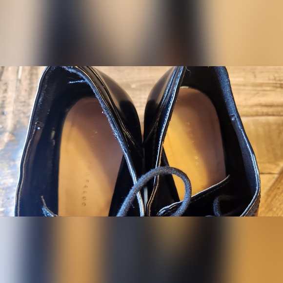 Zara Trafaluc Chunky Block Platform Heels Lace Up Faux Leather Boots Size 6.5 - Picture 8 of 13